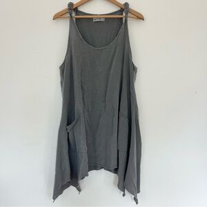 American Southside Made in Peru Dress Tunic Gray Sleeveless Asymmetrical Top L
